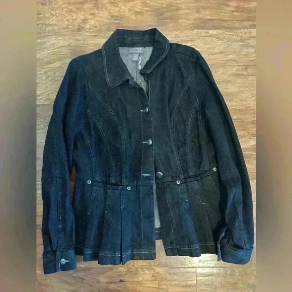 Motto Structured Dark Denim Wash Button Down Jacket Comfortable Perfect For Fall - Picture 1 of 6